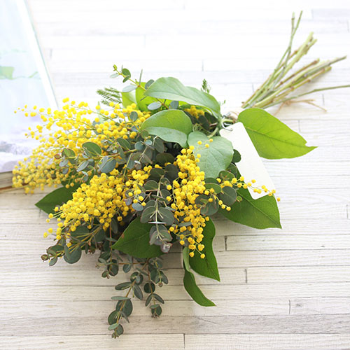 ミモザとグリーンのスワッグ 青山フラワーマーケット公式 花屋 花 花束 フラワーギフト 通販