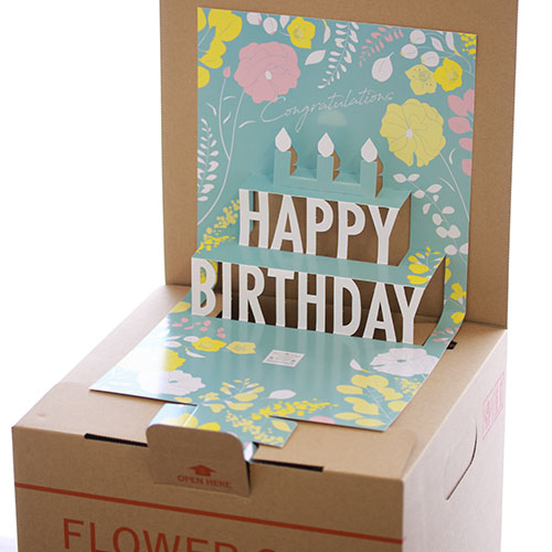 5 17 6 30到着 Happy Birthdayが華やかにポップアップ バースデーポップアップカード ミント カラードブーケ ロゼ バルーンベースセット 青山フラワーマーケット公式 花屋 花 花束 フラワーギフト 通販